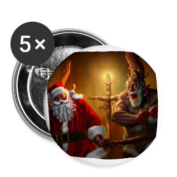 Santa Claus & Krampus - Buttons large 2.2''/56 mm (5-pack) - white - Front