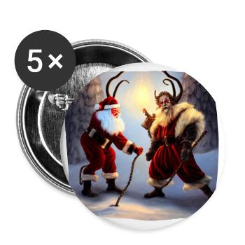Santa Claus & Krampus - Buttons large 2.2''/56 mm (5-pack) - white - Front
