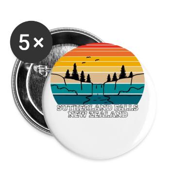 Sutherland Falls New Zealand - Buttons groß 56 mm (5er Pack) - Weiß - Vorne