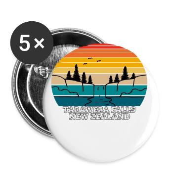 Tarawera Falls Nouvelle-Zélande - Lot de 5 grands badges (56 mm) - blanc - Devant