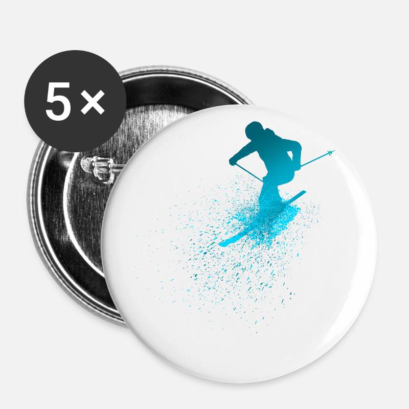 Skis, Skis, Japanese - Buttons large 2.2''/56 mm (5-pack) - white
