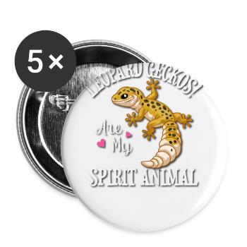Leopardgecko - Buttons groß 56 mm (5er Pack) - Weiß - Vorne
