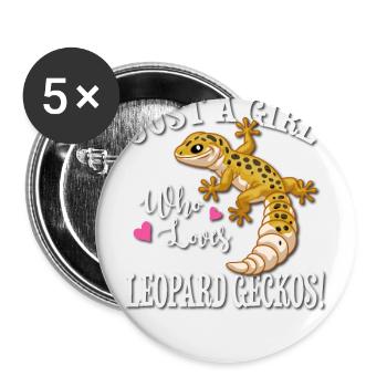 Leopardgecko - Buttons groß 56 mm (5er Pack) - Weiß - Vorne