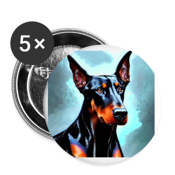 Doberman - Lot de 5 grands badges (56 mm) - blanc - Devant