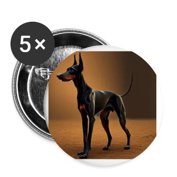 Dobermann - Buttons groß 56 mm (5er Pack) - Weiß - Vorne