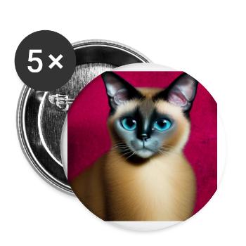 Siamkatze - Buttons groß 56 mm (5er Pack) - Weiß - Vorne