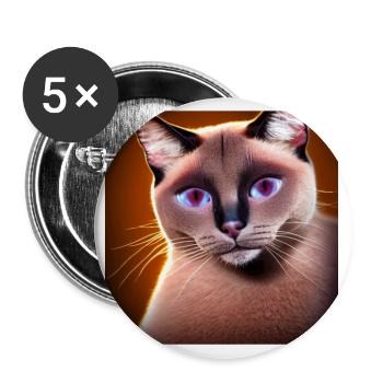 Siamkatze - Buttons groß 56 mm (5er Pack) - Weiß - Vorne