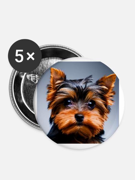 Yorkshire Terrier Puppy - Buttons large 2.2''/56 mm (5-pack) - white