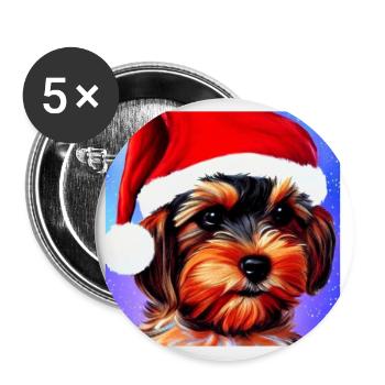 Yorkshire Terrier Welpe - Buttons groß 56 mm (5er Pack) - Weiß - Vorne