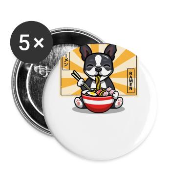 Boston Terrier - Lot de 5 grands badges (56 mm) - blanc - Devant