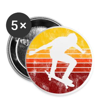 Skateboarder Skateboard Skater Skate Skateing - Buttons groß 56 mm (5er Pack) - Weiß - Vorne
