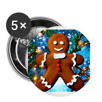 Weihnachts Lebkuchenmann - Buttons groß 56 mm (5er Pack) - Weiß - Vorne