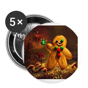 Weihnachts Lebkuchenmann - Buttons groß 56 mm (5er Pack) - Weiß - Vorne