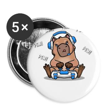 Capybara - Buttons groß 56 mm (5er Pack) - Weiß - Vorne