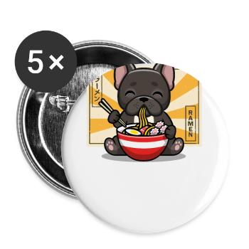 Black French Bulldog - Buttons large 2.2''/56 mm (5-pack) - white - Front