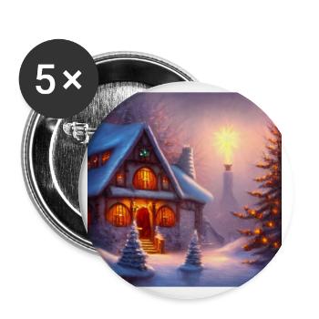 Motif de Noël - Lot de 5 grands badges (56 mm) - blanc - Devant