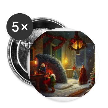 Motif de Noël - Lot de 5 grands badges (56 mm) - blanc - Devant