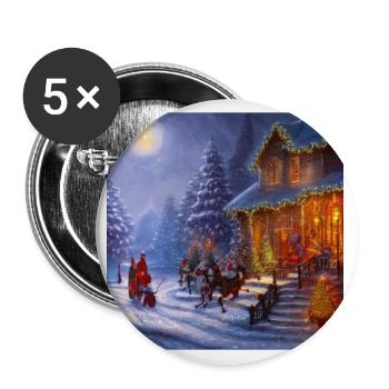 Motif de Noël - Lot de 5 grands badges (56 mm) - blanc - Devant