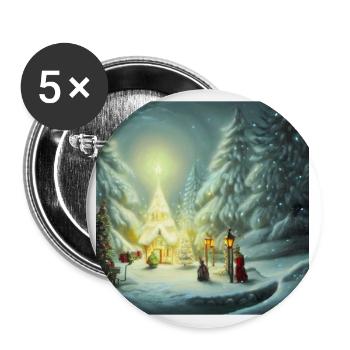 Motif de Noël - Lot de 5 grands badges (56 mm) - blanc - Devant