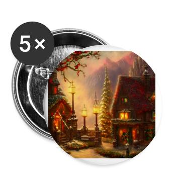 Motif de Noël - Lot de 5 grands badges (56 mm) - blanc - Devant