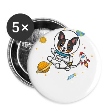 Rat Terrier - Lot de 5 grands badges (56 mm) - blanc - Devant