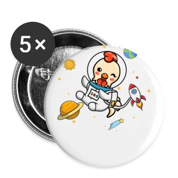 Huhn - Buttons groß 56 mm (5er Pack) - Weiß - Vorne