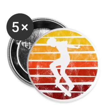 Skateboarder Skateboard Skater Skate Skateing - Buttons groß 56 mm (5er Pack) - Weiß - Vorne