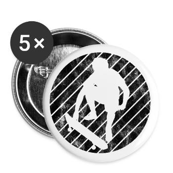 Skateboarder Skateboard Skater Skate Skateing - Buttons groß 56 mm (5er Pack) - Weiß - Vorne