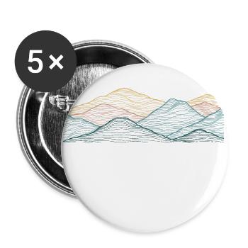 Berg, Japanische Kunst Mountain, Japanese Art - Buttons groß 56 mm (5er Pack) - Weiß - Vorne