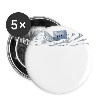 Backcountry Ski, Skifahrer, Skitourengeher - Buttons groß 56 mm (5er Pack) - Weiß - Vorne