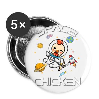 Huhn - Buttons groß 56 mm (5er Pack) - Weiß - Vorne