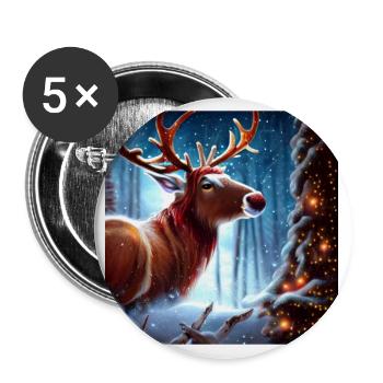 Noël des rennes - Lot de 5 grands badges (56 mm) - blanc - Devant