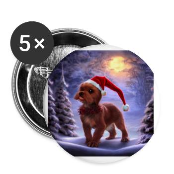Christmas motif cute puppy - Buttons large 2.2''/56 mm (5-pack) - white - Front