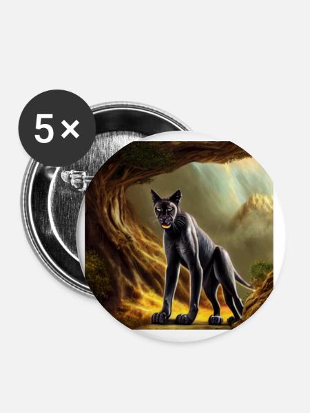 Wildkatze - Buttons groß 56 mm (5er Pack) - Weiß