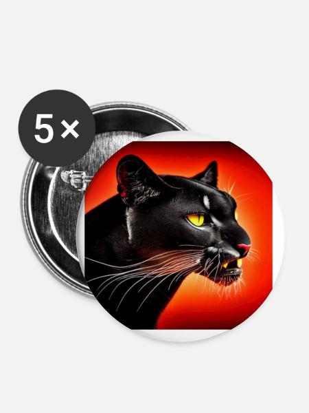 Wildkatze - Buttons groß 56 mm (5er Pack) - Weiß