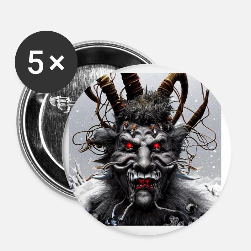 Krampus - Buttons large 2.2''/56 mm (5-pack) - white