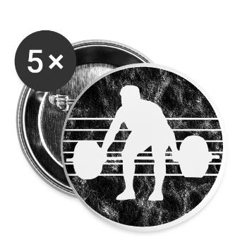Bodybuilding Bodybuilder GYM Fitnessstudio Retro - Buttons groß 56 mm (5er Pack) - Weiß - Vorne