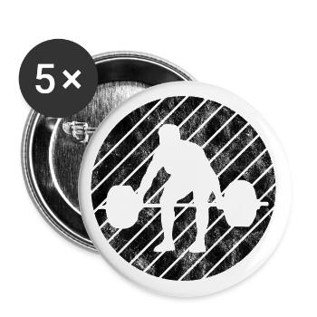 Musculation Musculation GYM Fitnessstudio Retro - Lot de 5 grands badges (56 mm) - blanc - Devant