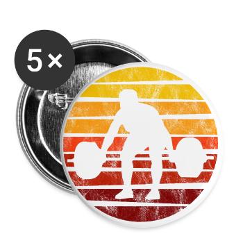 Musculation Bodybuilder GYM Fitnessstudio Retro - Lot de 5 grands badges (56 mm) - blanc - Devant