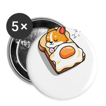 Corgi - Lot de 5 grands badges (56 mm) - blanc - Devant