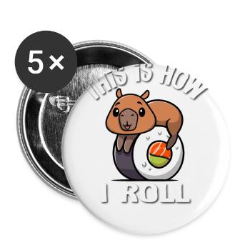 Capybara - Lot de 5 grands badges (56 mm) - blanc - Devant