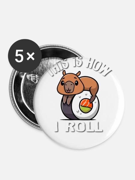 Capybara - Buttons large 2.2''/56 mm (5-pack) - white
