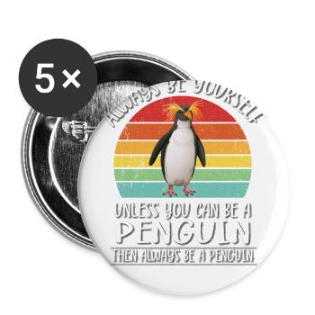 Goldschopfpinguin - Buttons groß 56 mm (5er Pack) - Weiß - Vorne