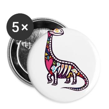 Brontosaurus - Buttons large 2.2''/56 mm (5-pack) - white - Front