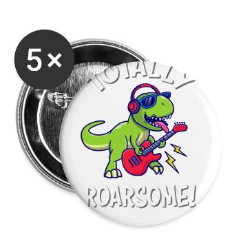 Dinosaure rugissant - Lot de 5 grands badges (56 mm) - blanc - Devant