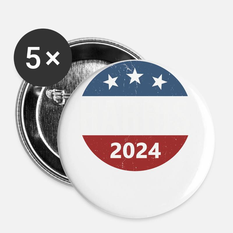 Kamala Harris 2024 - Lot de 5 grands badges (56 mm) - blanc