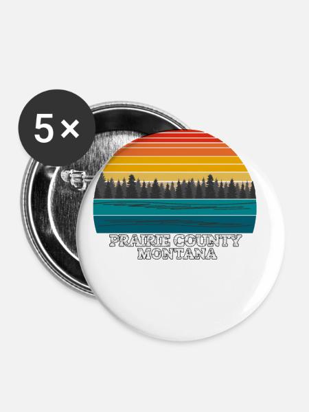 Prairie County Montana - Buttons groß 56 mm (5er Pack) - Weiß