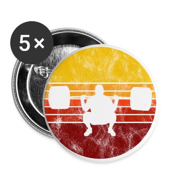 Musculation Bodybuilder GYM Fitnessstudio Retro - Lot de 5 grands badges (56 mm) - blanc - Devant