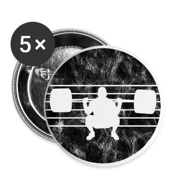 Musculation Bodybuilder GYM Fitnessstudio Retro - Lot de 5 grands badges (56 mm) - blanc - Devant