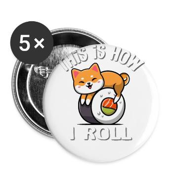 Shiba Inu - Lot de 5 grands badges (56 mm) - blanc - Devant